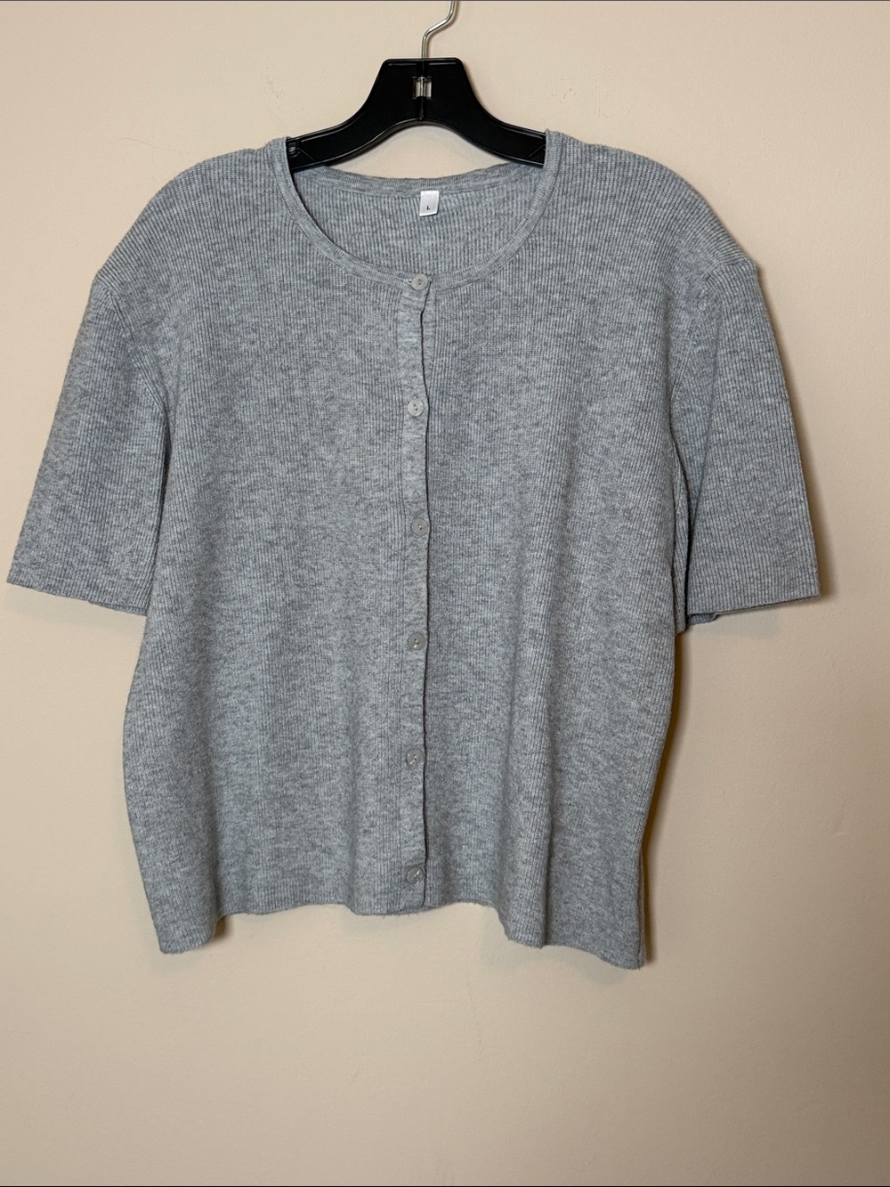 FASHION  Short Sleeve Button Up Cardigan ,size L